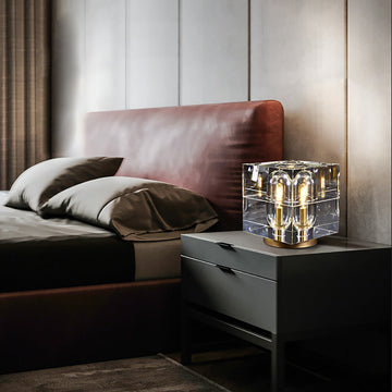 Postmodern Creative Square Crystal Glass Table Lamp 1 Light On / Off Switch